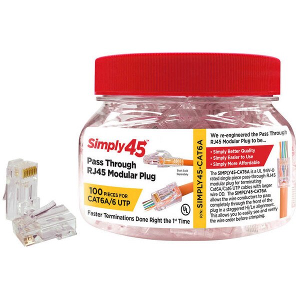 Main product image for Simply45 Pass Through RJ45 Connectors Red Tint150-1012
